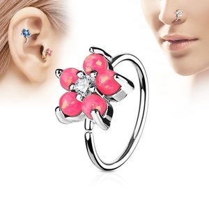Pink Opal flower nose or cartilage hoop